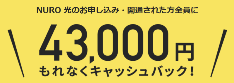 43,000円 キャッシュバック・キャンペーン