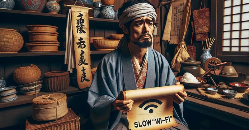 Wi-Fiが遅くて困る江戸の商人