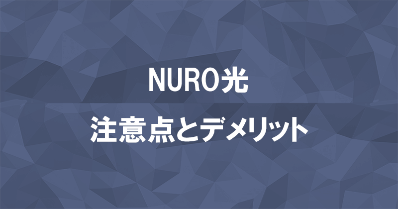 NURO光の注意点とデメリット