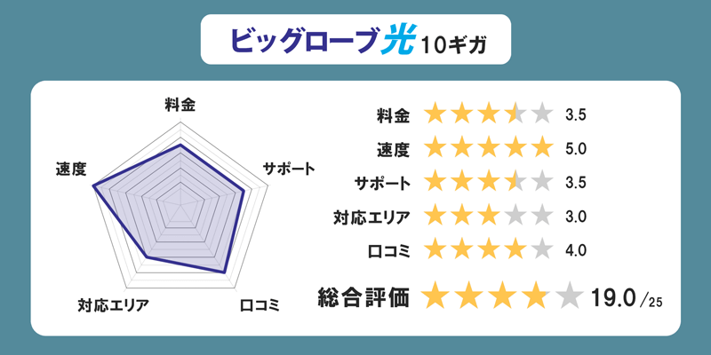 ビッグローブ光10ギガの全体評価グラフ