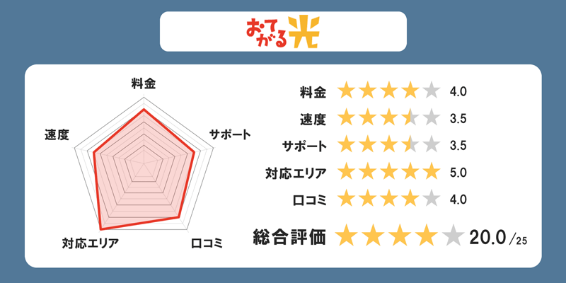 おてがる光の全体評価グラフ