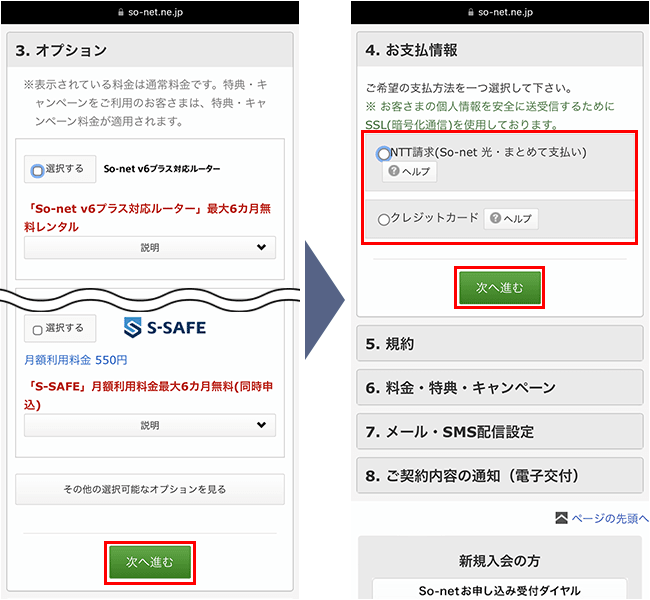 So-net光の申込み手順