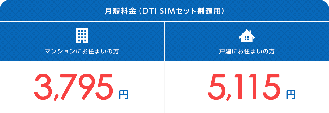 DTI光　月額料金（DTI SIMセット割適用）
