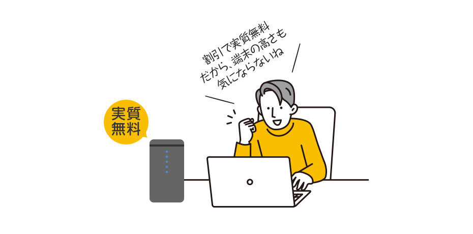 専用端末が月額割引で実質無料！